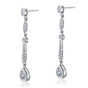 Pear Cut Created Zirconia 925 Sterling Silver Dangle Earrings MXFE8062