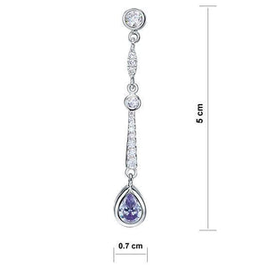 Purple Created Sapphire 925 Sterling Silver Dangle Earrings MXFE8063