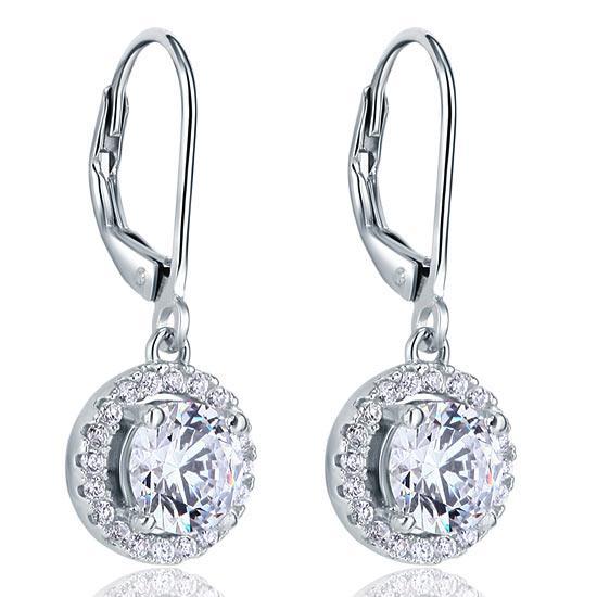 Created Zirconia Dangle Drop Sterling 925 Silver Earrings MXFE8073