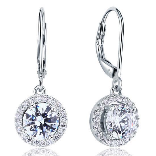 Created Zirconia Dangle Drop Sterling 925 Silver Earrings MXFE8073
