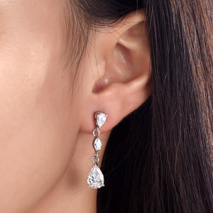 2 Carat Created Pear Cut Zirconia Dangle Drop Sterling 925 Silver Earrings MXFE8083