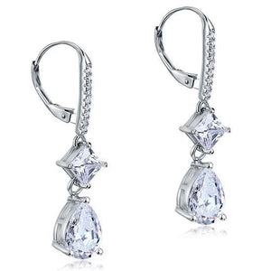 2 Carat Princess Cut Created Zirconia Dangle Drop 925 Sterling Silver Earrings MXFE8104