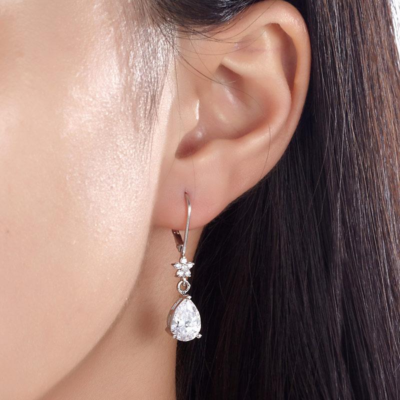 2 Carat 925 Sterling Silver Dangle Earrings MXFE8108