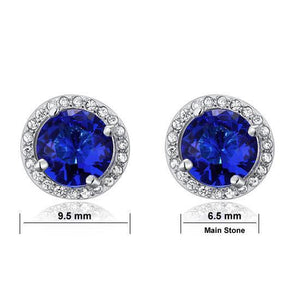 Navy Blue Created Sapphire Stud Earrings 925 Sterling Silver Jewelry MXFE8109