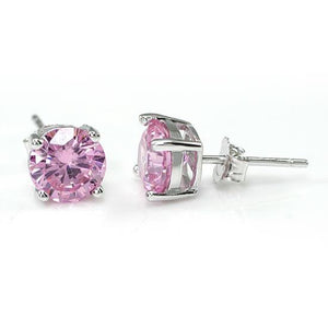 1 Carat Pink Created Sapphire 925 Sterling Silver Stud Earrings MXFE8115