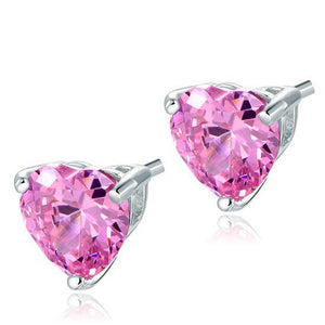 Bridal 2 Carat Pink Heart Cut Stud 925 Sterling Silver Stud Earrings Jewelry MXFE8120