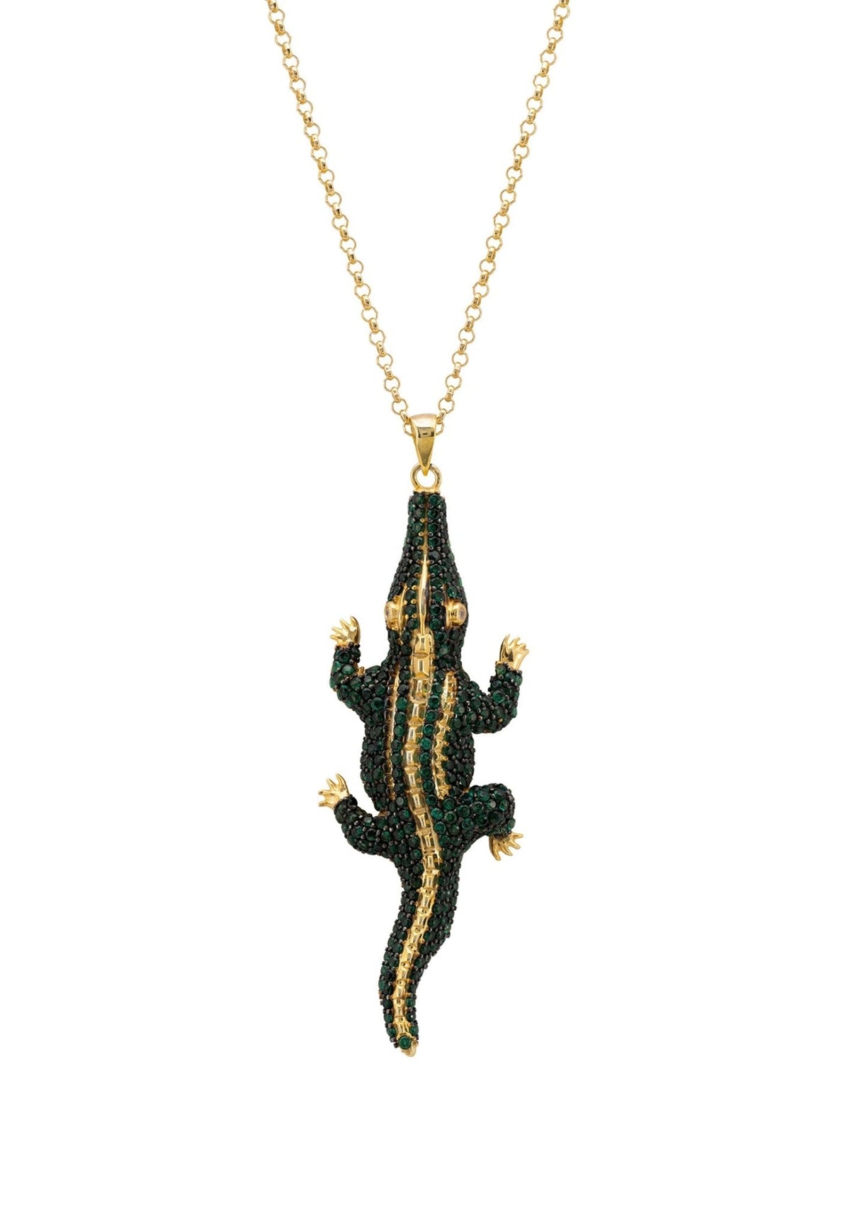 Crocodile Pendant Necklace Gold