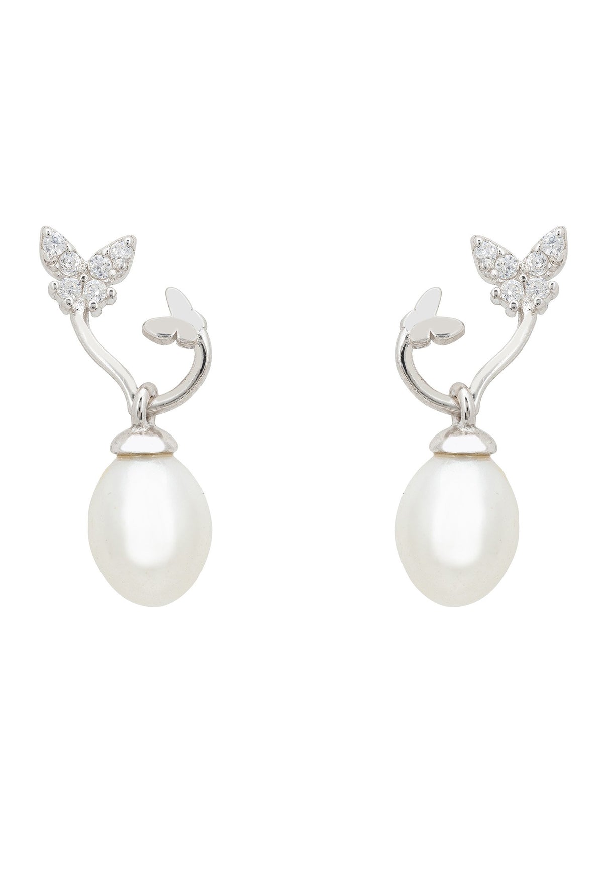 Butterflies Pearl Earring Silver