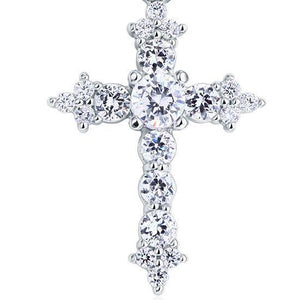 Round Cut Created Zirconia 925 Sterling Silver Cross Pendant Necklace MXFN8028