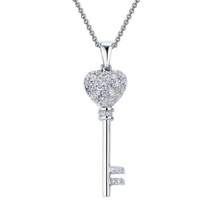 Love Key 925 Sterling Silver Cross Pendant Necklace MXFN8029