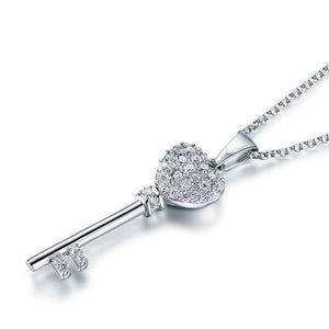 Love Key 925 Sterling Silver Cross Pendant Necklace MXFN8029