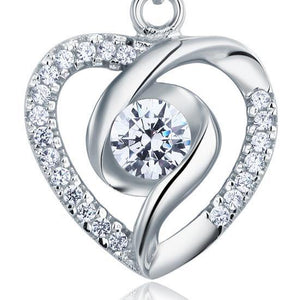 Created Zirconia Heart 925 Sterling Silver Pendant Necklace MXFN8032