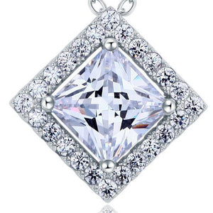 1.5 Carat Princess Cut Created Zirconia 925 Sterling Silver Pendant Necklace MXFN8036