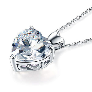 Heart Created Zirconia Pendant Necklace 925 Sterling Silver MXFN8043