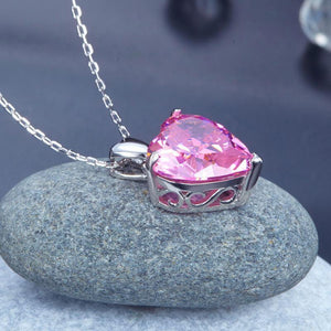 925 Sterling Silver Bridesmaid Heart Pendant Necklace 5 Carat Pink MXFN8044