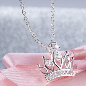Kids Girl Crown Pendant Necklace 925 Sterling Silver Children Jewelry MXFN8063