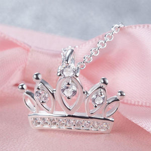 Kids Girl Crown Pendant Necklace 925 Sterling Silver Children Jewelry MXFN8063