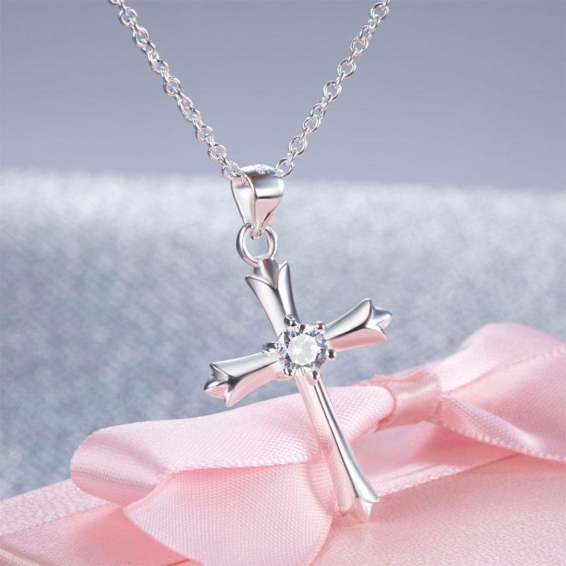 Kids Girl Cross Pendant Necklace 925 Sterling Silver Children Jewelry MXFN8065
