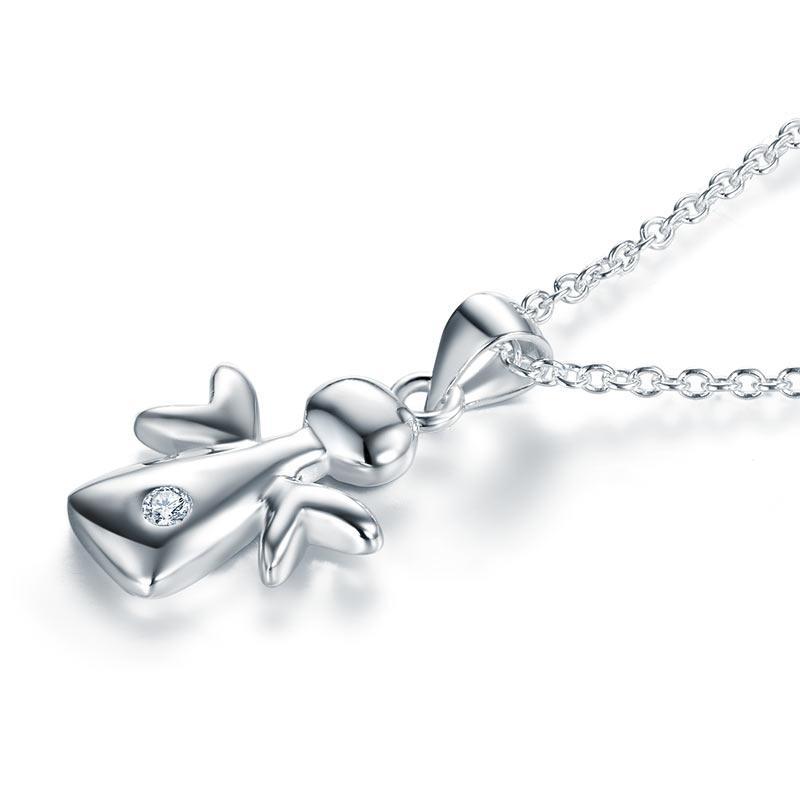 Kids Girl Angel Pendant Necklace 925 Sterling Silver Children Jewelry MXFN8066