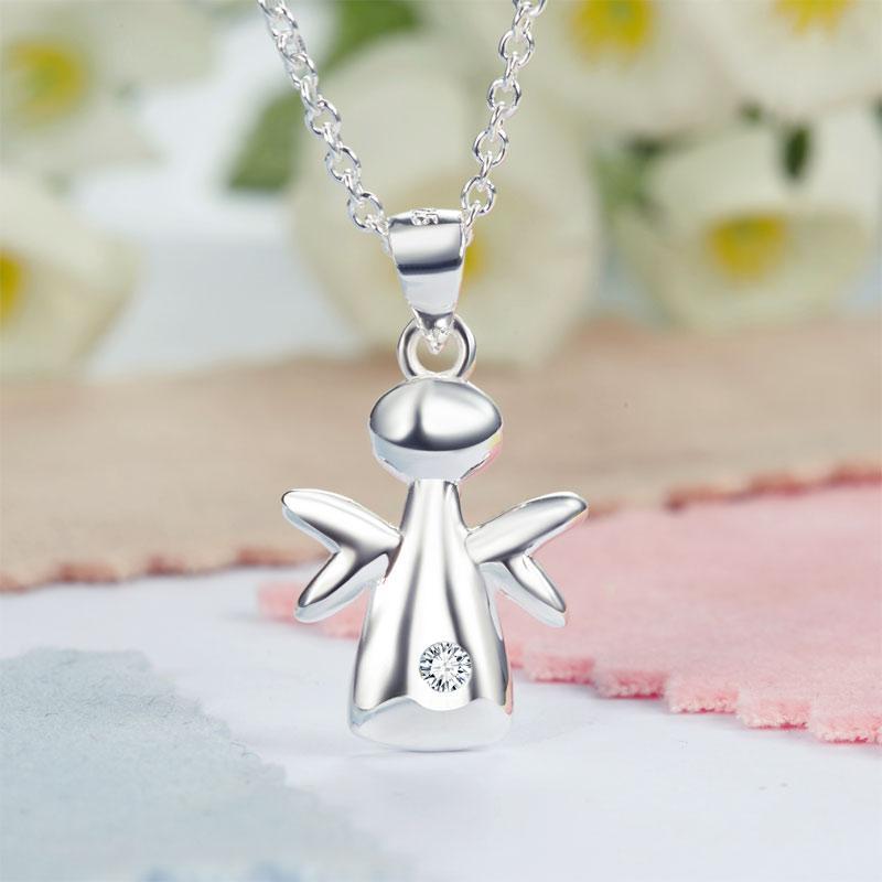 Kids Girl Angel Pendant Necklace 925 Sterling Silver Children Jewelry MXFN8066