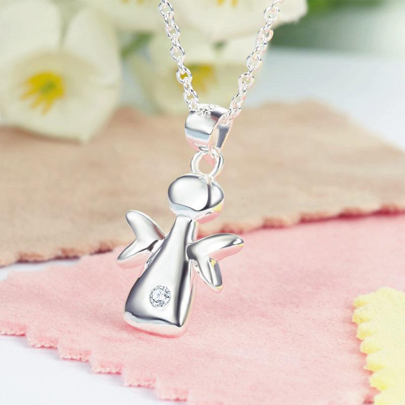 Kids Girl Angel Pendant Necklace 925 Sterling Silver Children Jewelry MXFN8066