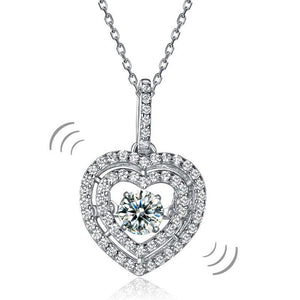 Heart Dancing Stone Pendant Necklace 925 Sterling Silver MXFN8074
