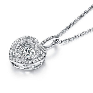 Heart Dancing Stone Pendant Necklace 925 Sterling Silver MXFN8074
