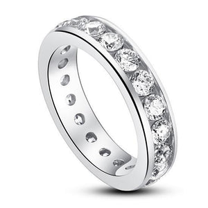 Channel Setting Created Zirconia 925 Sterling Silver Eternity Band Wedding Anniversary Ring MJXFR8004