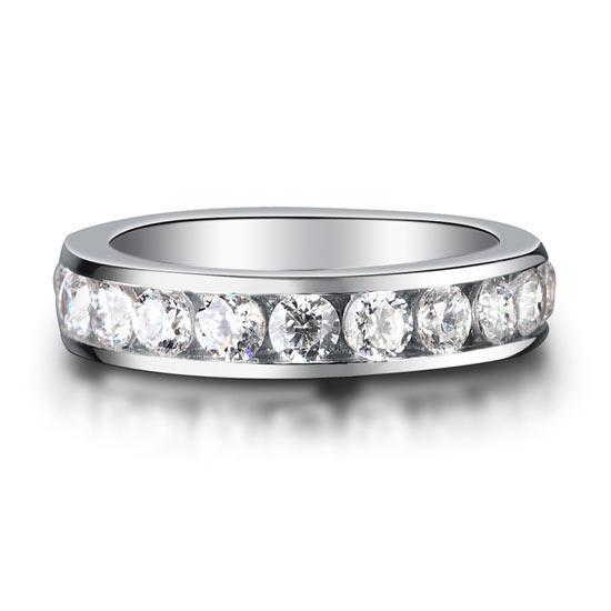 Channel Setting Created Zirconia 925 Sterling Silver Eternity Band Wedding Anniversary Ring MJXFR8004