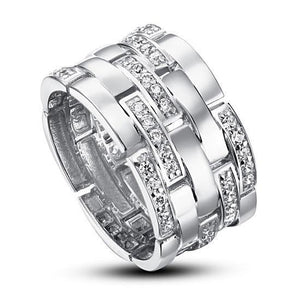 Created Zirconia 925 Sterling Silver 1 cm Band Wedding Anniversary Ring MJXFR8005