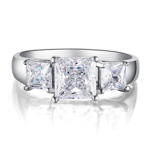 1.5 Carat 3-Stones Created Zirconia 925 Sterling Silver Wedding Anniversary Ring MJXFR8008
