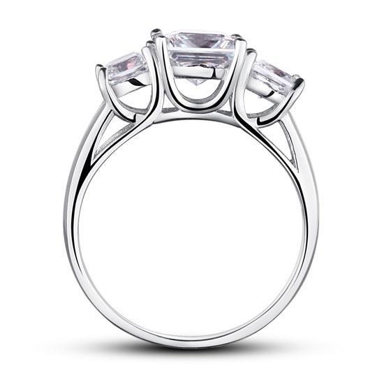 1.5 Carat 3-Stones Created Zirconia 925 Sterling Silver Wedding Anniversary Ring MJXFR8008