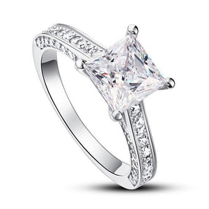 1.5 Carat Princess Cut Created Zirconia 925 Sterling Silver Wedding Engagement Ring MJXFR8009