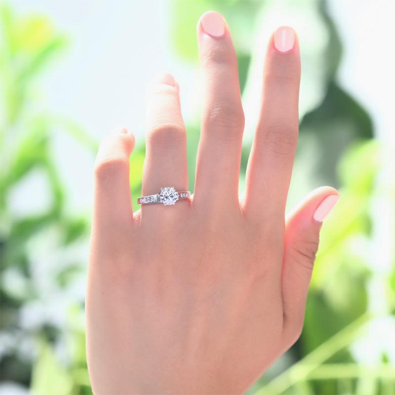 1.25 Carat Round Cut Created Zirconia 925 Sterling Silver Wedding Engagement Ring MJXFR8013