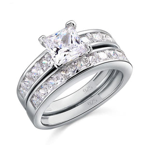 1 Ct Created Zirconia 925 Sterling Silver Wedding Engagement Ring Set MJXFR8020
