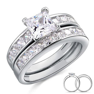 1 Ct Created Zirconia 925 Sterling Silver Wedding Engagement Ring Set MJXFR8020