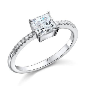 1 Carat Created Princess Zirconia Engagement Sterling 925 Silver Ring MJXFR8024