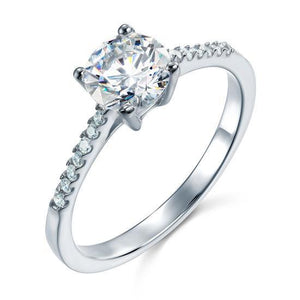 Created Zirconia Sterling 925 Silver Engagement Ring MJXFR8030