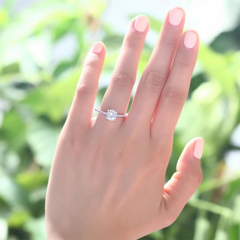 Created Zirconia Sterling 925 Silver Engagement Ring MJXFR8030