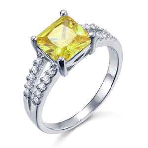 Yellow Canary Colour 2 Carat Created Zirconia Sterling Silver 925 Ring MJXFR8033