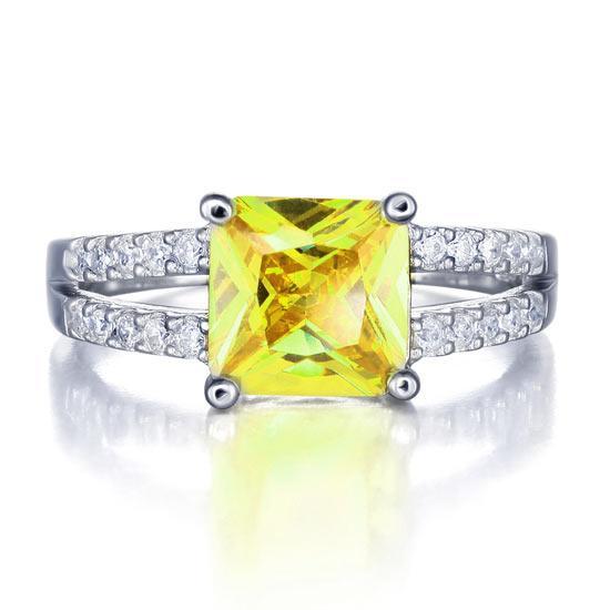 Yellow Canary Colour 2 Carat Created Zirconia Sterling Silver 925 Ring MJXFR8033