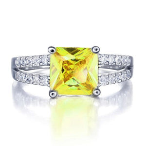 Yellow Canary Colour 2 Carat Created Zirconia Sterling Silver 925 Ring MJXFR8033