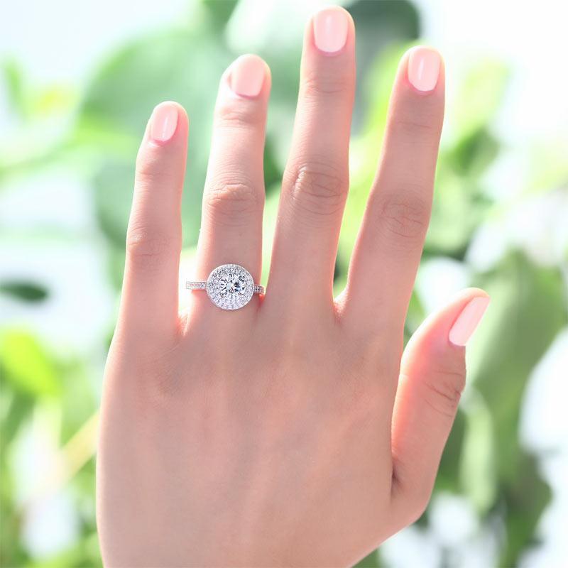 1 Carat Round Cut Created Zirconia Wedding Engagement Sterling 925 Silver Ring MJXFR8035