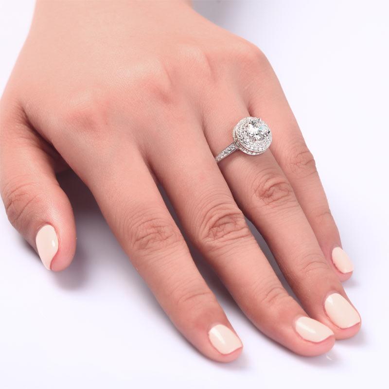 1 Carat Round Cut Created Zirconia Wedding Engagement Sterling 925 Silver Ring MJXFR8035