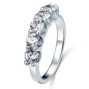 1.25 Carat Five Stone Created Zirconia Solid Sterling 925 Silver Bridal Ring MJXFR8039