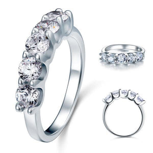 1.25 Carat Five Stone Created Zirconia Solid Sterling 925 Silver Bridal Ring MJXFR8039