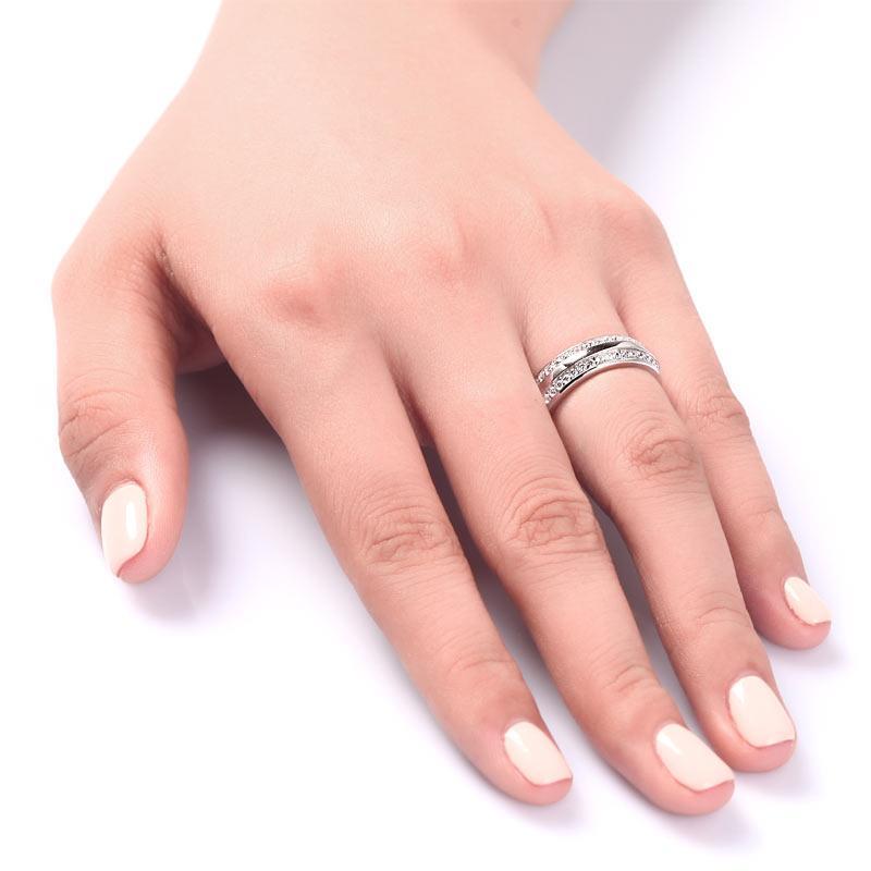 Created Zirconia Solid Sterling 925 Silver Wedding Band Ring MJXFR8040