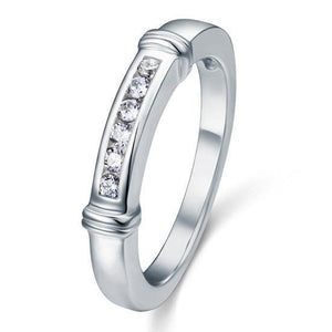 Channel Set Created Zirconia Solid Sterling 925 Silver Wedding Ring MJXFR8044