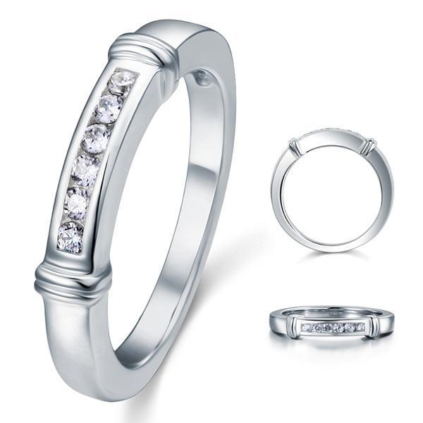 Channel Set Created Zirconia Solid Sterling 925 Silver Wedding Ring MJXFR8044