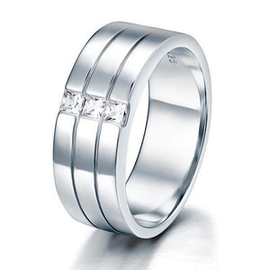 Created Zirconia Men's Wedding Band Solid Sterling 925 Silver Ring MJXFR8049